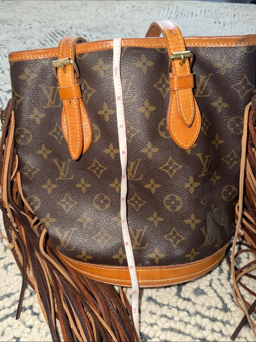 Louis Vuitton Monogram Canvas Fringe Shoulder Bag in Brown and Tan - Picture 14 of 14
